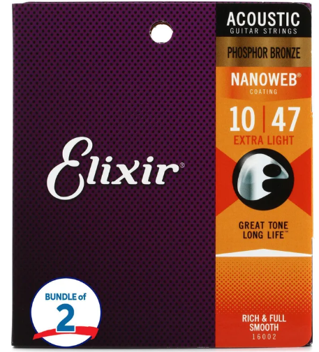 Elixir Strings Phosphor Bronze 10|47 Guitar Strings - 2 pack